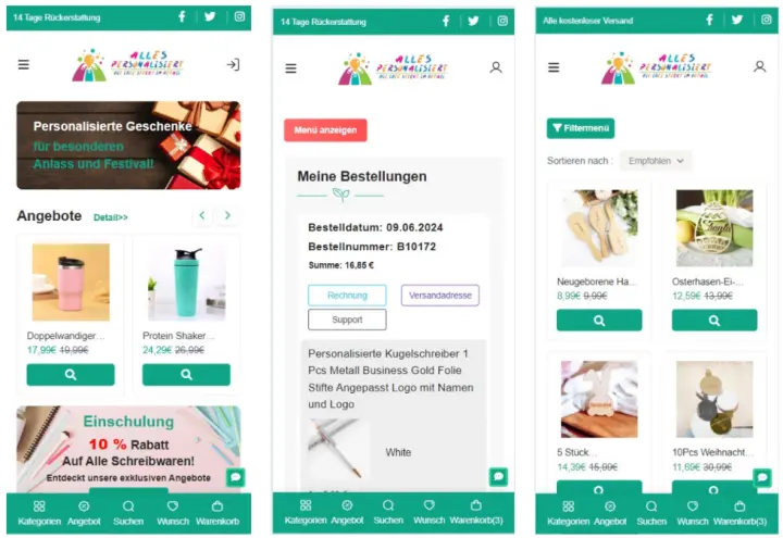 Individuelle Onlineshops